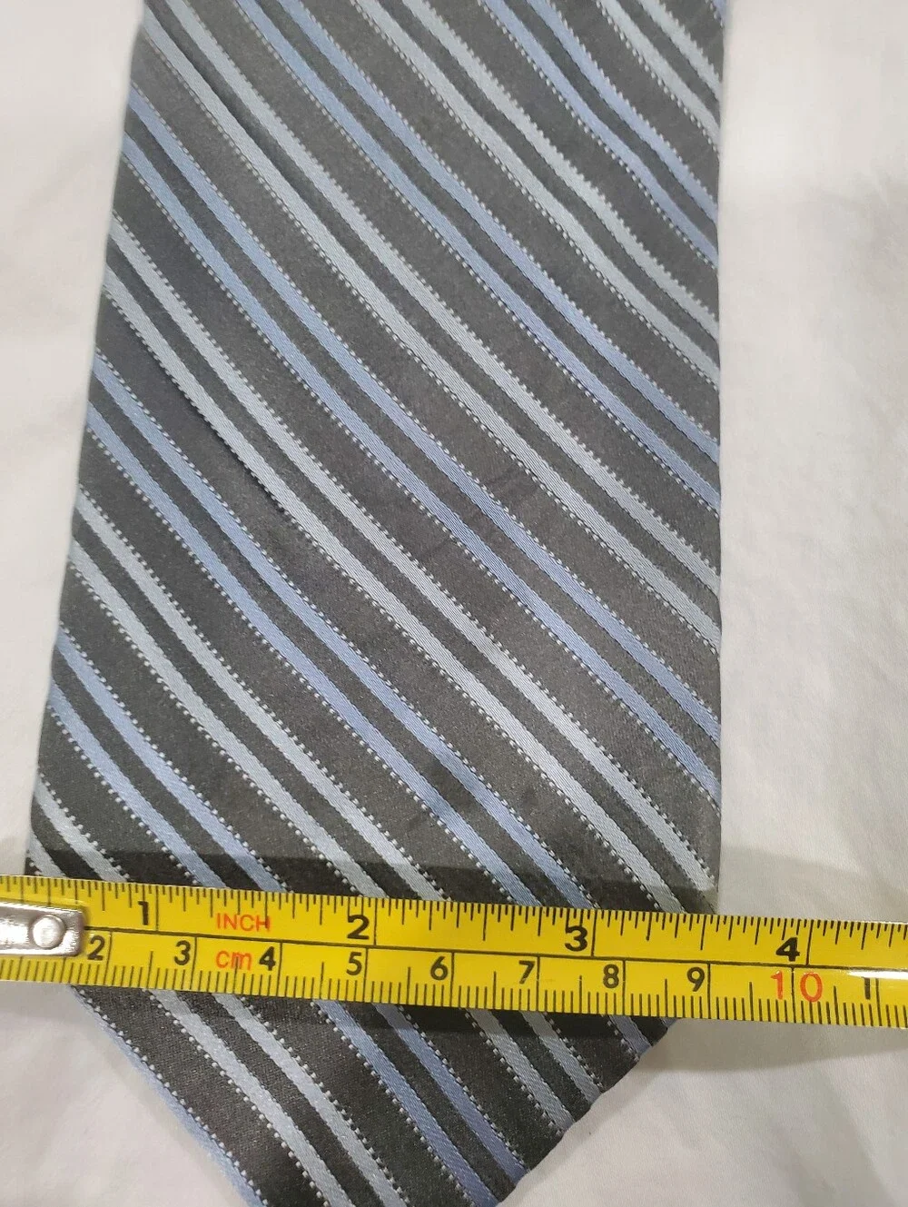 DKNY Men's 100% Silk Striped Neck Tie Blue Gray Silver WPL 2831 Classic 60